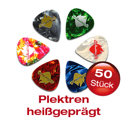 50 Delrin Plektren heißgeprägt