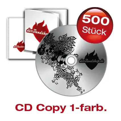 500 CD´s mit 1 farbigem schwarzen Labeldruck