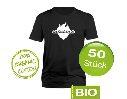 50 Bio Bandshirts mit 1-farbigem Druck