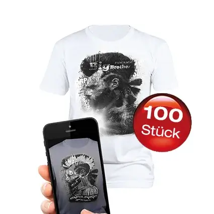 100 Flashshirts mit 1-farbigem Aufdruck + 2. Motiv