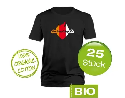 25 Bio Bandshirts mit 3-farbigem Druck