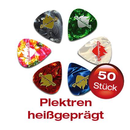 50 Nylon Plektren heißgeprägt