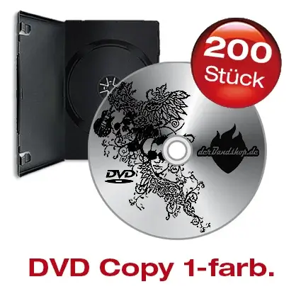 200 DVD´s mit 1 farbigem schwarzen Labeldruck